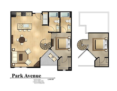 Park Avenue Loft 2 bed 2 bath 1143